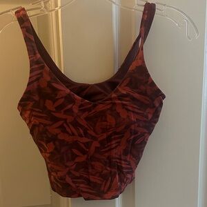 lululemon Burgundy Leaf Print Tank Top